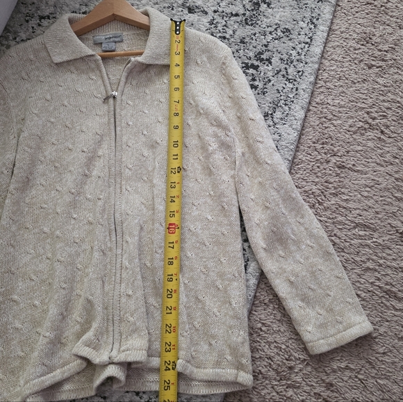 Vintage Designers Originals Studio Knit Collar Zip Cardigan Sweater Womens L - Picture 3 of 8